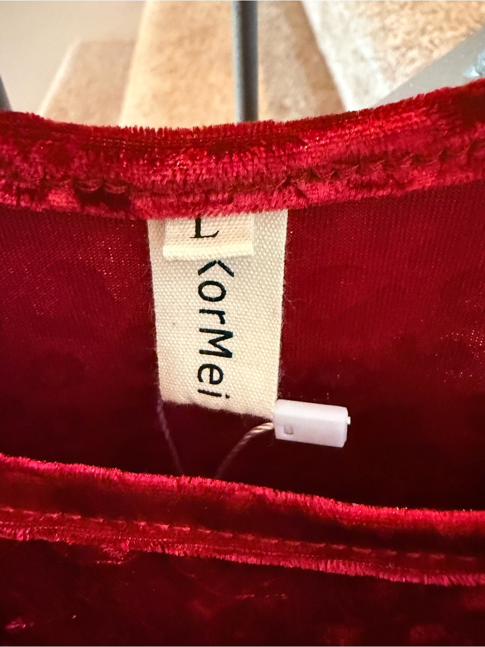 Velvet Red Scoop Neck Babydoll Dress - Picture 5 of 7